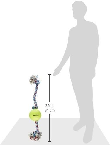 Mammoth Flossy Chews Tug with BIG 6-Inch Tennis Ball, X-Large, 36-Inch, Assorted Multicolor (51100F)