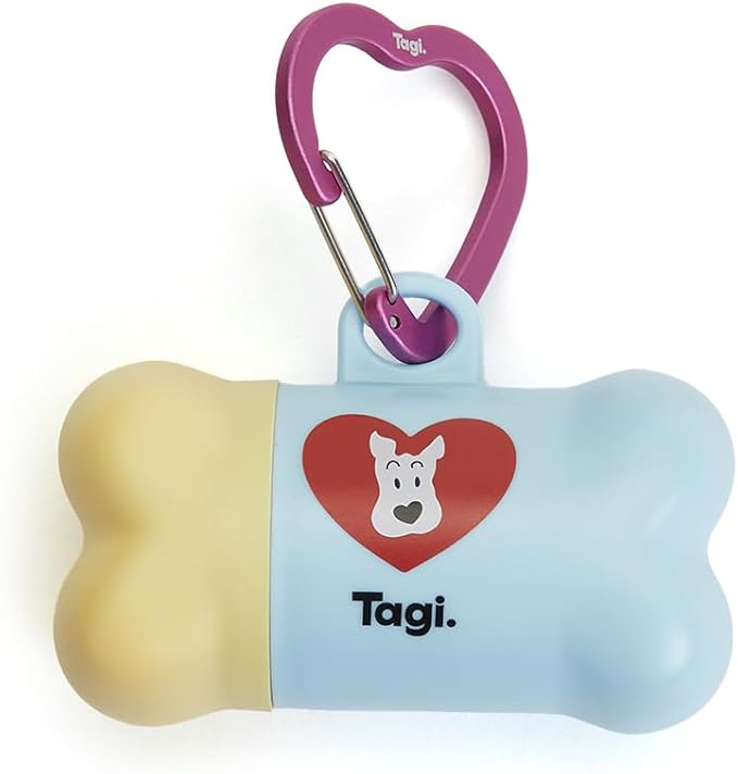 Tagi. The Fruits of Love Dog Poop Bag Rolls with Dispenser, Portable Pet Waste Bags for Dog Walking, Leak Proof and Extra Thick, 1 Seasalt Poop Bag Holder and 1 Roll Bags