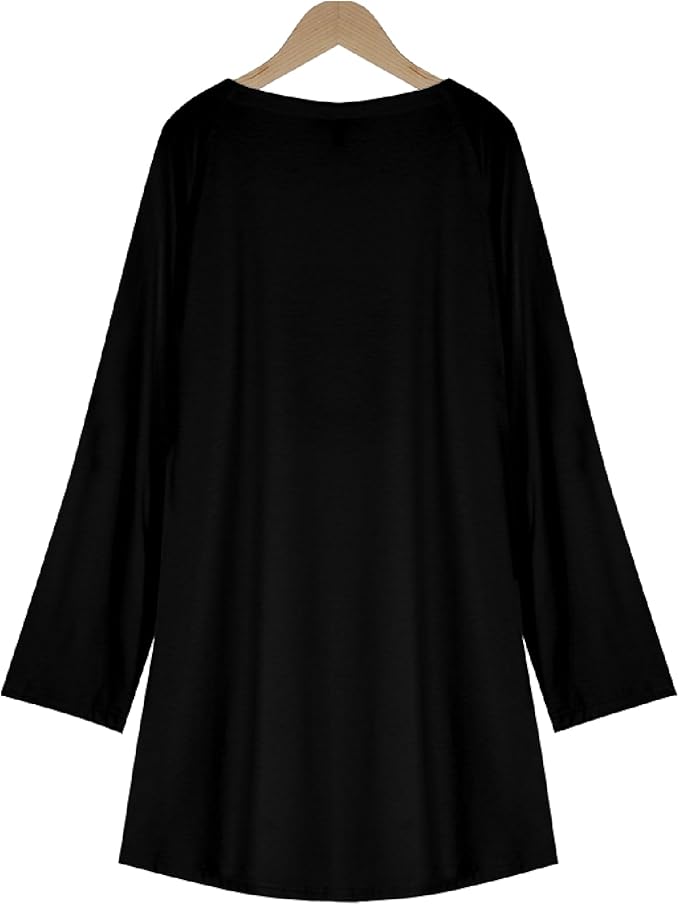 Womens Tunic Shirt Cute Cat Print Long Sleeve Round Neck Women T Shirts Cotton Casual Plus Size Vacation Tunics Tops