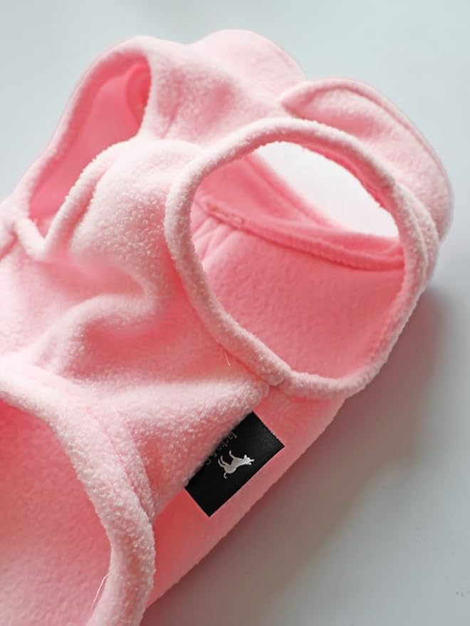 JACKO & CO - Fleece Vest Dog Sweater with Leash Ring - Soft, Warm & Lightweight Pullover Coat for Small & Medium Dogs, Puppies & Cats - Cozy Fall/Winter/Spring Pet Jacket (Pink Lemonade, XXL 25-35lbs)