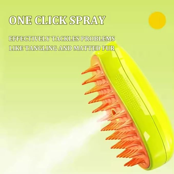 3-in-1 Rechargeable Pet Hair Brush: Massager, Steamy Comb & Self-Cleaning Mist Spray for Cats & Dogs