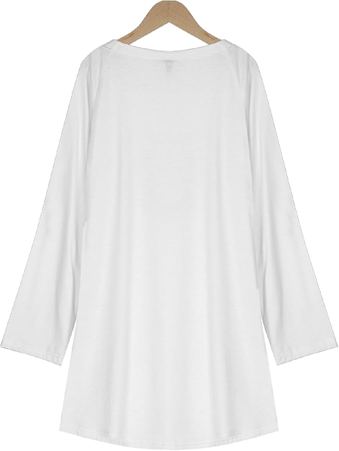 Womens Tunic Shirt Cute Cat Print Long Sleeve Round Neck Women T Shirts Cotton Casual Plus Size Vacation Tunics Tops