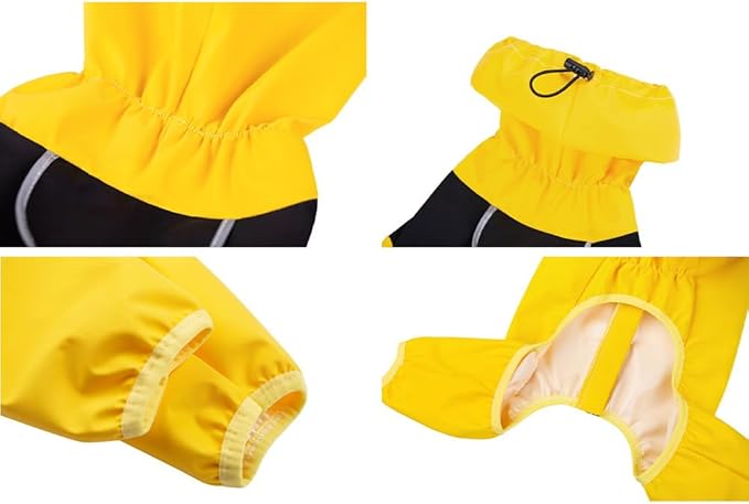 Dog Raincoat,Waterproof Windproof Rain Jacket,All-Weather Jacket,for Small Medium Large Extra Large Dogs (Yellow, Large)