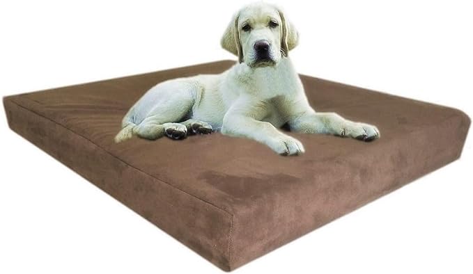 Dogbed4less Extra Large True Orthopedic Gel Memory Foam Pet Bed for Large Dogs, Waterproof Liner and Durable Black Canvas + Bonus Brown Microsuede Antislip Covers, XL 40X35X4 Inches.