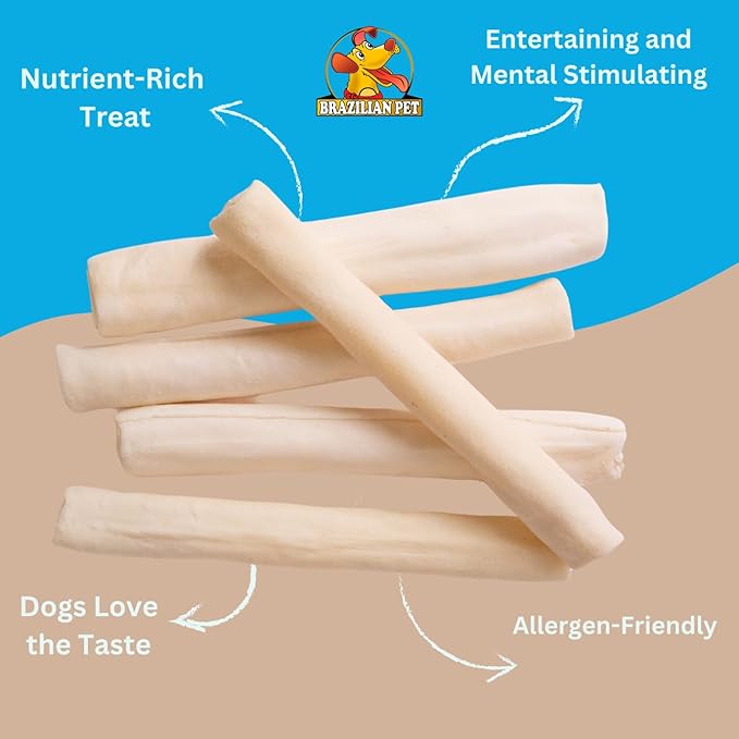 Brazilian Pet All Natural Treats Rawhide Retriever Beefhide Rolls Dog Chews Bones, Single Ingredient - Long Lasting Chew 10-11" (40 Count)