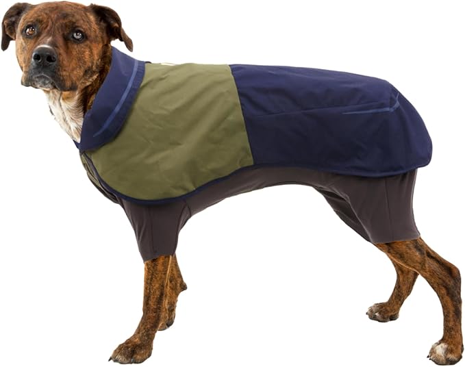Ruffwear, Sun Shower Dog Raincoat Coverall, Waterproof & Windproof All-Weather Jacket with Full Coverage & Leg Straps, Lightweight & Reflective Dog Gear, Midnight Blue, Small