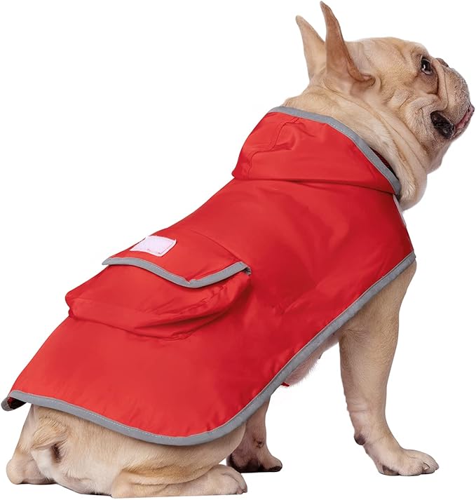 HDE Reversible Dog Raincoat Hooded Slicker Poncho Rain Coat Jacket for Small Medium Large Dogs Buffalo Plaid Red - S