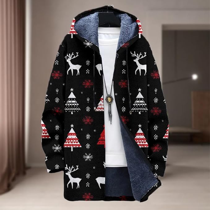 Oversized Full Zip Hoodie for Men Sherpa Fleece Lined Jacket with Hood Soft Warm Winter Coat with Pockets