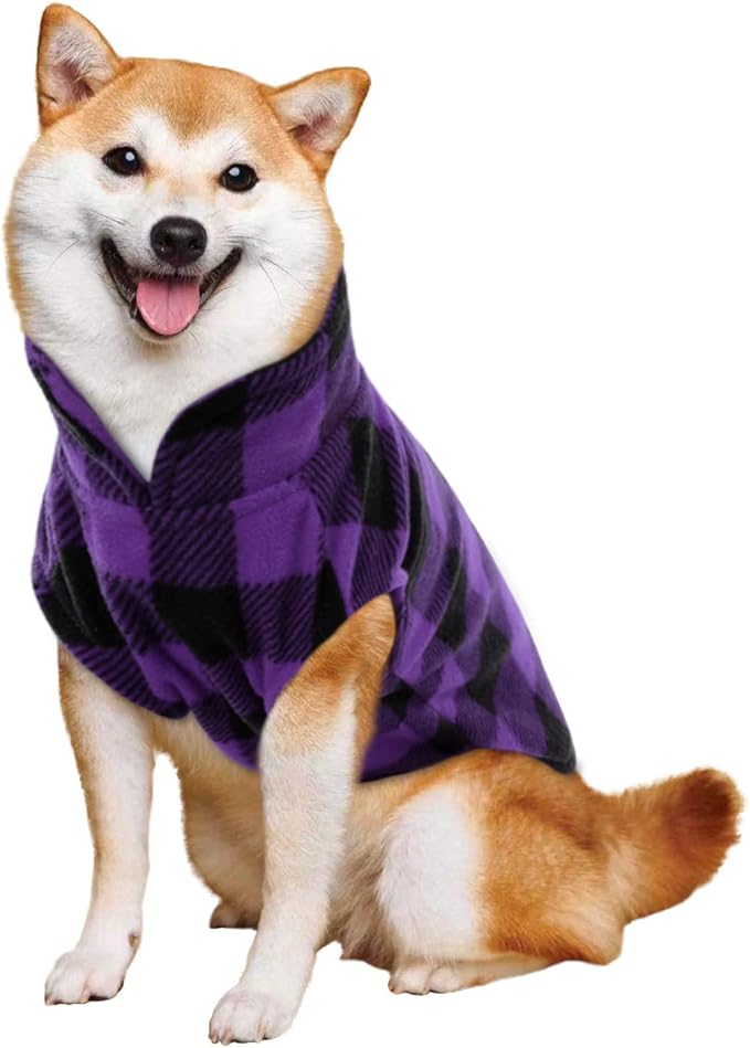 KAMA BRIDAL Spring Autumn Winter Coat Pullover Fleece Vest for Cats Small and Medium Dogs Thin Sweater Purple & Black Plaid (Purple, XS)