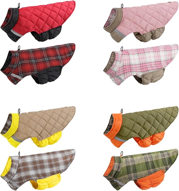 Reversible Waterproof Dog Coat - Adjustable Winter Jacket for Small to Large Breeds, Warm Cold Weather Apparel for Medium Dogs (Khaki & Yellow, Medium (Pack of 1))