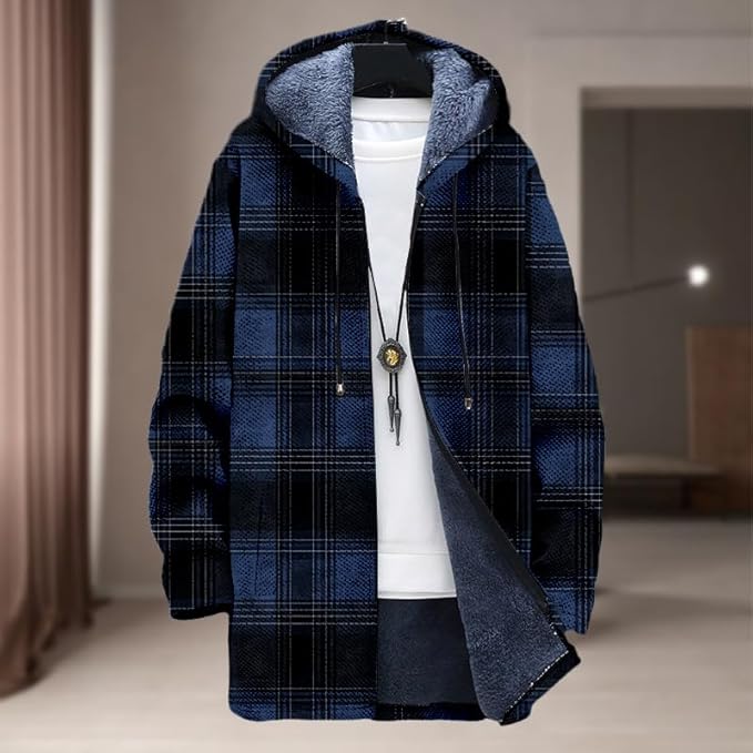 Oversized Full Zip Hoodie for Men Sherpa Fleece Lined Jacket with Hood Soft Warm Winter Coat with Pockets