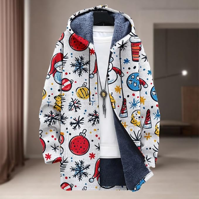 Oversized Full Zip Hoodie for Men Sherpa Fleece Lined Jacket with Hood Soft Warm Winter Coat with Pockets