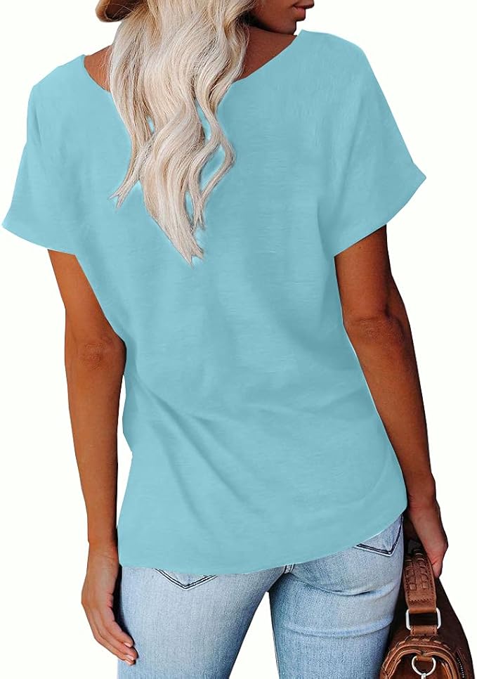 NIUBIA Women's T Shirts Summer Tops Simple Heart Graphic Shirts Sayings Short Sleeve Vacation Casual Blouse Thankful Tee
