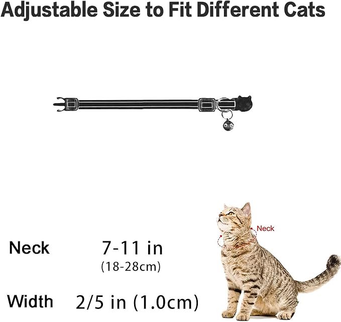 4 Pack Cotton Breakaway Cat Collar with Bell,Safety Adjustable Cat Collars Set with Flower Pendant,Ideal for Girl Cats Boy Cats