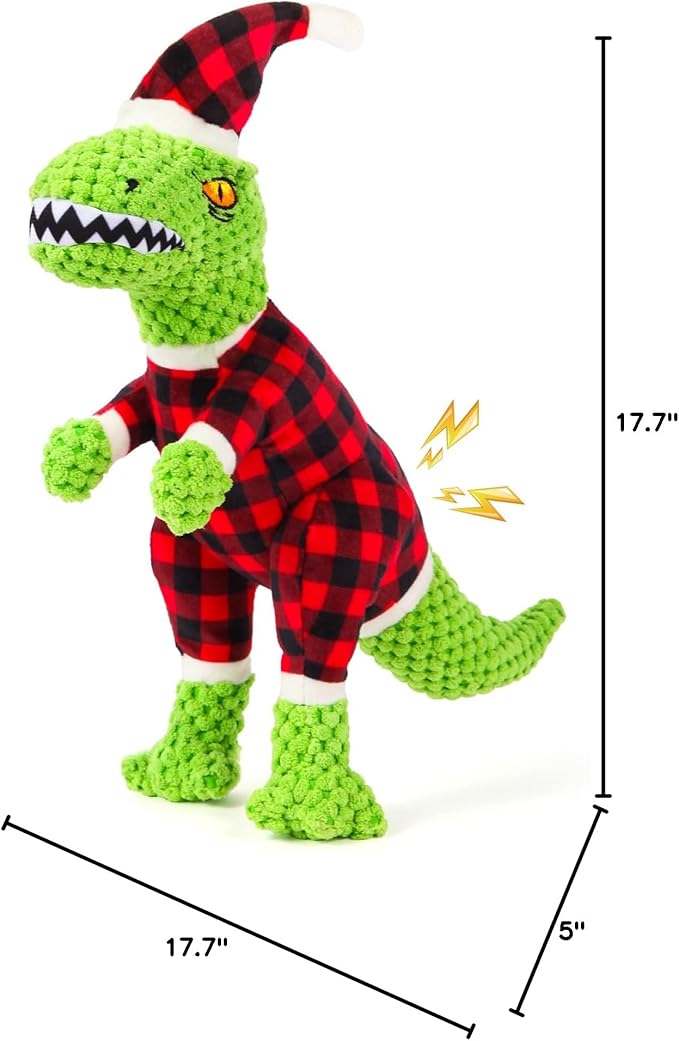 Christmas Dog Toy for Large Breeds - Squeaky Plush Tug of War Toy with Crinkled Paper - Stuffed Animal to Keep Dogs Busy