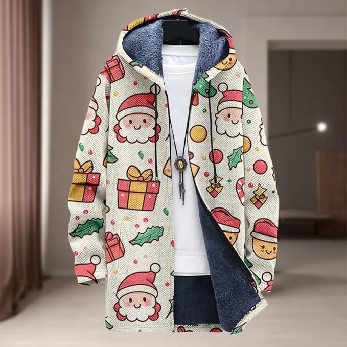 Oversized Full Zip Hoodie for Men Sherpa Fleece Lined Jacket with Hood Soft Warm Winter Coat with Pockets
