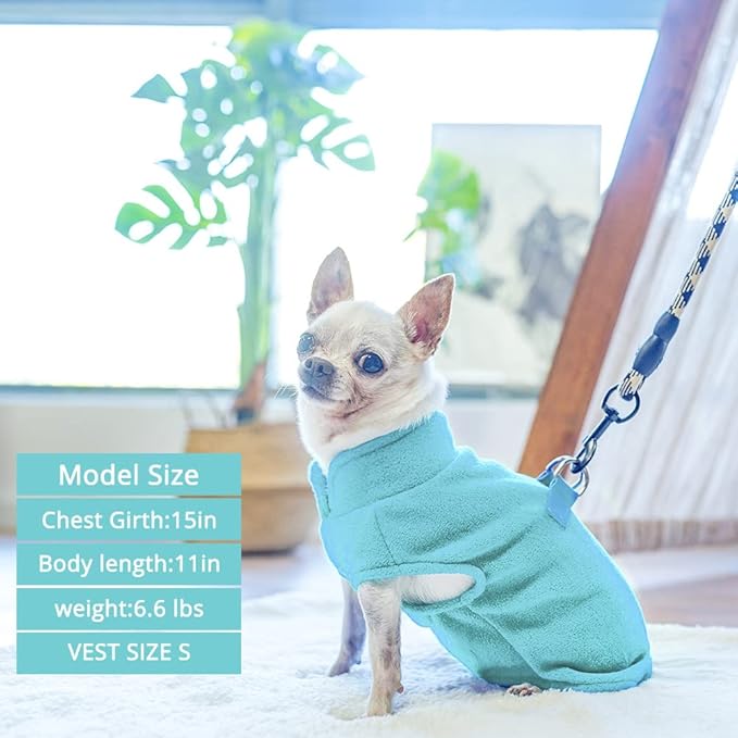 BEAUTYZOO Dog Fleece Vest Sweater Winter Jacket for Small and Medium Dogs with D-Ring Leash Cold Weather Coat Hoodie for XS S M Dogs Boy or Girls