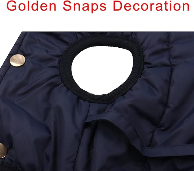 Fleece Lined Warm Dog Jacket for Puppy Winter Cold Weather,Soft Windproof Small Dog Coat,Blue XS