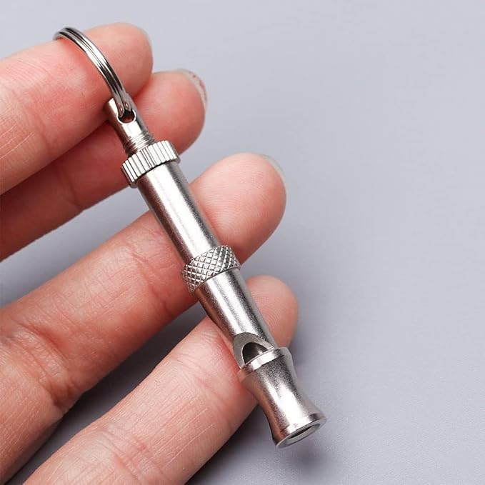 Silver Adjustable Ultrasonic Dog Whistle, Portable Whistle Pet Whistle Supersonic Whistle Dog Whistles for Pet Training, Dog Whistles, Training and Behavior Aids