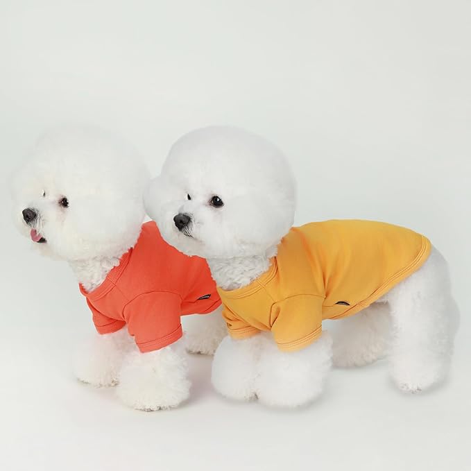 Koneseve Dog Shirts Breathable Cotton Dog Clothes Stretchy T-Shirt for Small Medium Large Dogs Cat Shirt Soft Puppy Outfit Kitten Apparel Pet Pullover Tee Blank Sweatshirt 2-Pack Yellow & Orange 5XL