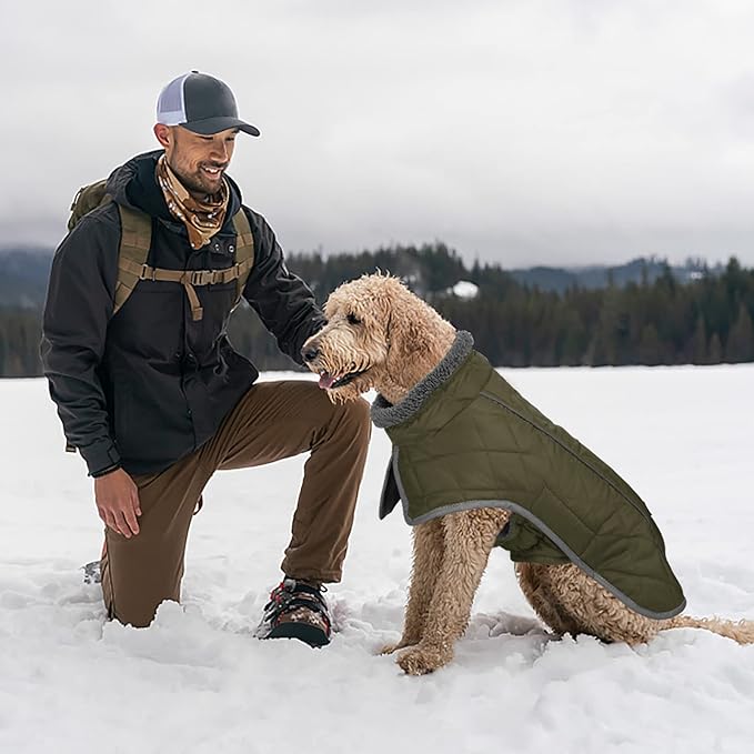 Fragralley Dog Coat Small, Waterproof Dog Jacket with Warm Fleece Lining, Adjustable Reflective Dogs Winter Coat, Turtleneck Pet Coats for Cold Weather ArmyGreen S