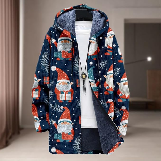 Oversized Full Zip Hoodie for Men Sherpa Fleece Lined Jacket with Hood Soft Warm Winter Coat with Pockets