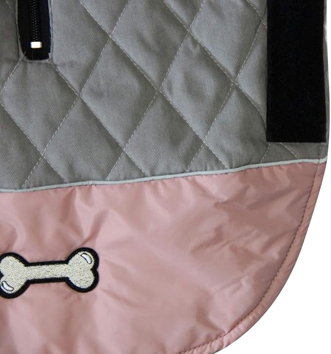 Reversible Dog Coats for Small Dogs Waterproof Warm Dog Jacket for Cold Winter,Pink and Grey M