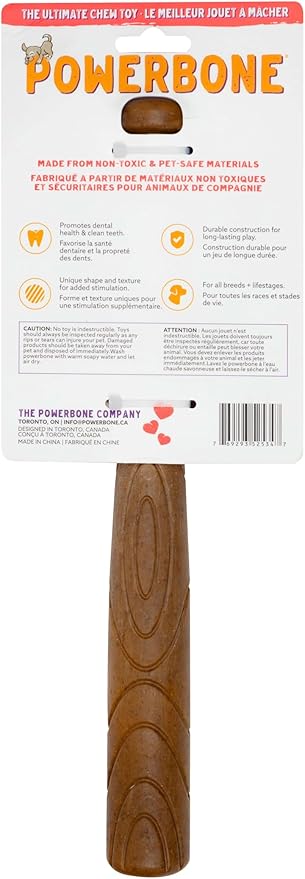 POWERBONE Baseball Bat Dog Toy | Durable Nylon Chew Toy for Aggressive Chewers | Long-Lasting Teething Relief | Keeps Dogs Engaged & Entertained 12"