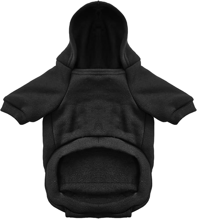 Jecikelon Winter Dog Hoodie Sweatshirts with Pockets Warm Dog Clothes for Small Dogs Chihuahua Coat Clothing Puppy Cat Custume (Black, Medium)