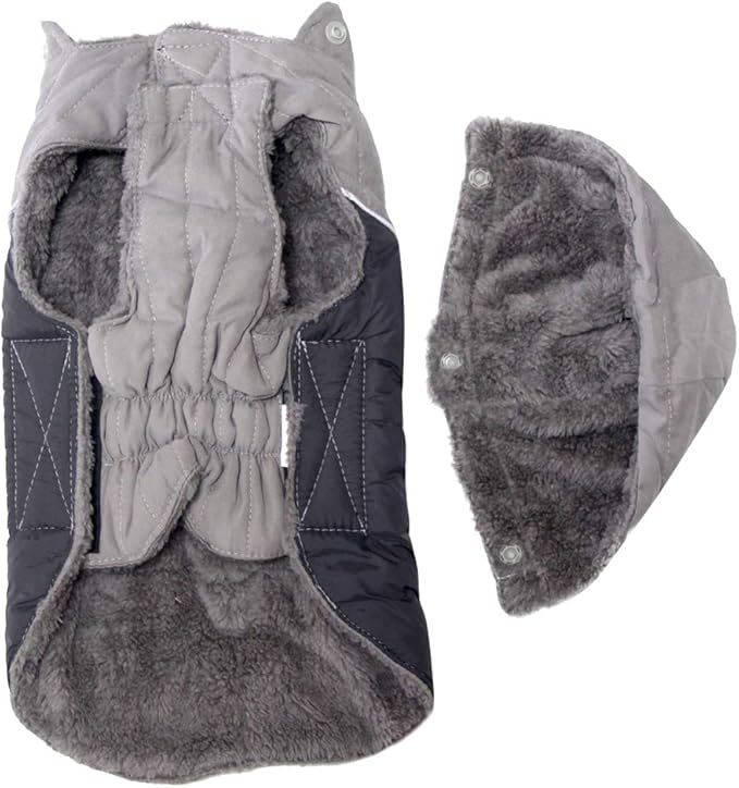 Fleece Dog Hoodie for Small Dogs Super Warm Puppy Jacket for Cold Winter Dog Coats,Grey XS