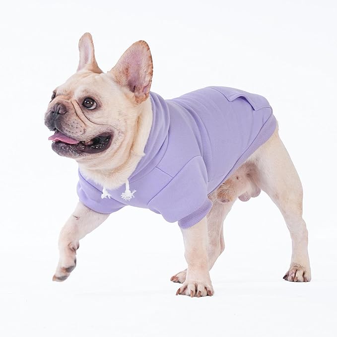 KOOLTAIL Basic Dog Hoodie - Soft & Warm Dog Hoodie Sweater with Leash Hole and Pocket, Pet Winter Coat, Cold Weather Clothes Sweatshirt for Small Medium Large Dogs Puppy Cat Boys Girls Lavender XXL