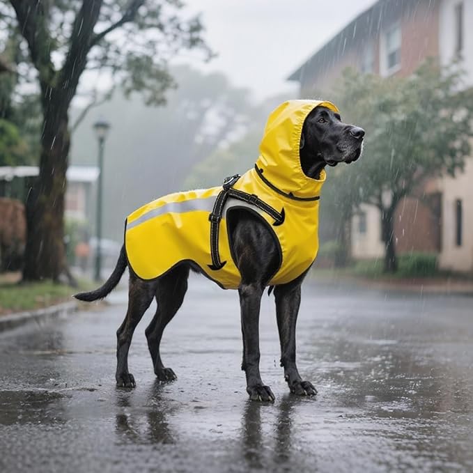 Mosucoirl Dog Raincoat Waterproof Raincoats for Dog Reflective Dogs Rain Jackets with Hood Hoodie Pet Rain Poncho Coat for Small Medium Large Dogs Puppies S-XXL (Yellow, XL)