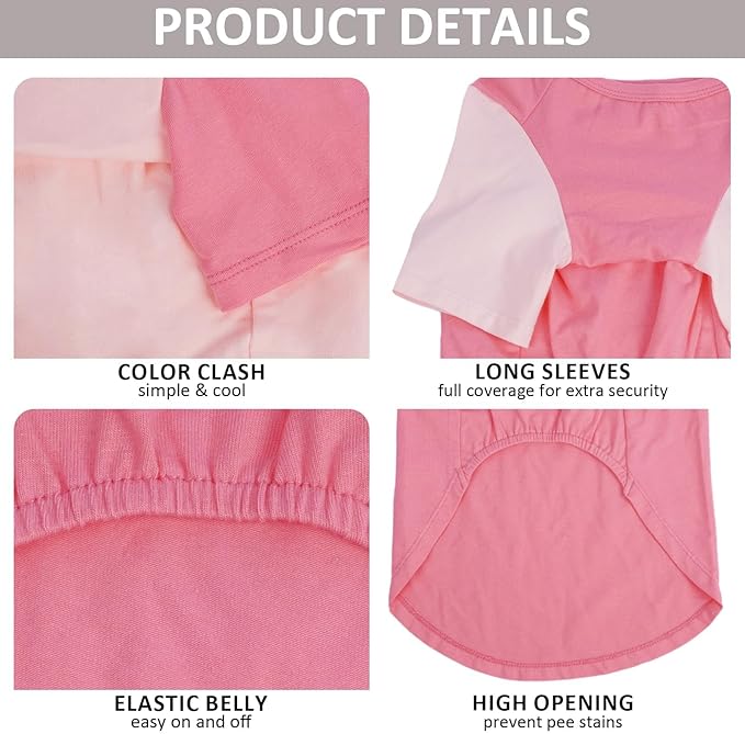 2 Pack Shirts for Large Dogs 4XL - Lightweight Breathable Dog Clothes, Prevent Overheating Summer Cool Tees for Doberman, Alaskan Malamute, Travel, Hiking, Beach, Lounge Wear, Sleeping, Pink