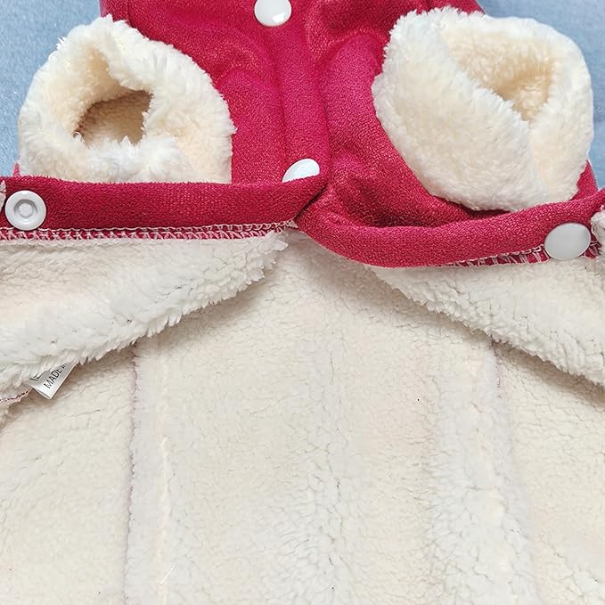 Jecikelon Bowtie Dog Cold Weather Coat Fleece Lining Warm Pet Puppy Turtleneck Dogs Winter Clothes for Small Dogs with D-Ring (Red, X-Large)