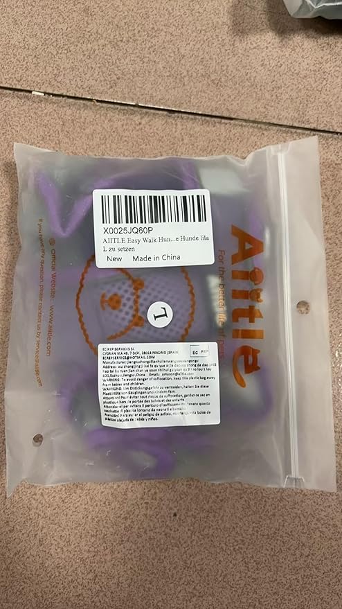 AIITLE Easy Walk Dog Harness and Leash Set - Pet Supply No Pull, Step in Adjustable Pet Harnesses with Padded Vest for Summer, No Choke Over, Easy to Put on Medium Dogs Purple L