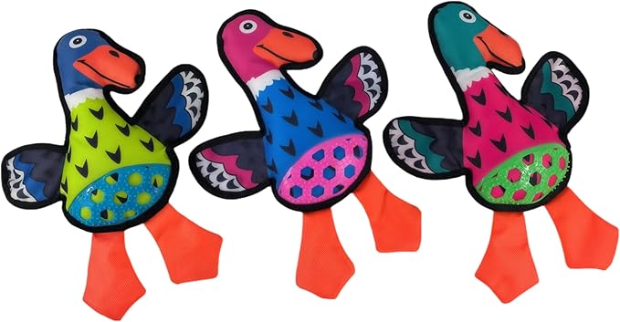 Interactive Squeaky Dog Toys,Crinkle Dog Toy to Keep Them Busy,Colorful Absurd Duck Dog Toys,Fun for Indoor Puppies,Chewing and Playing(Pink)