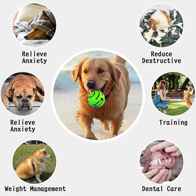 HYQ Interactive Squeaky Dog Ball - 2.75 Inch Toy for Small, Medium, Large Dogs and Puppies to Keep Them Busy