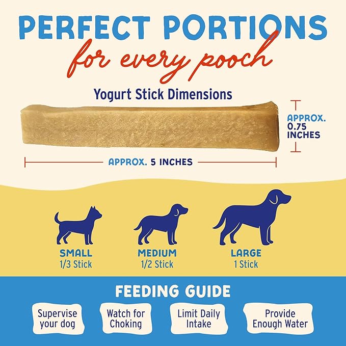 Himalayan Dog Chew Yogurt Sticks, Plain Flavored, Dog Treats With Prebiotics, Probiotics & Protein, Digestive Support, Lactose & Gluten Free, Natural Dog Treat for All Breeds, Made in America, 5 Count
