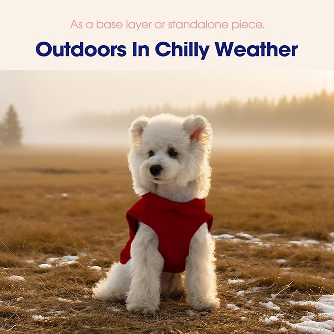 FUAMEY Dog Fleece Vest for Small Dogs,Warm Stretchy Dog Sweatshirts Pullover with Leash Hole Dogs Sweater Soft Pet Turtleneck Cozy Pet Vest Lightweight Sleeveless Red XXS