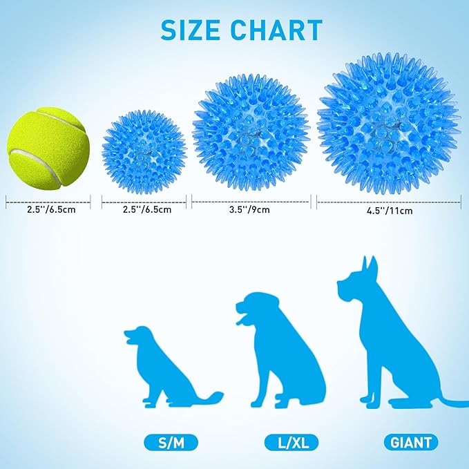 6-Pack 2.5” LED Light-Up Squeaky Dog Toy Balls ,Durable Interactive Glow Fetch Toys for Aggressive Chewers,BPA Free Non-Toxic, Spiky Puppy Chew Balls