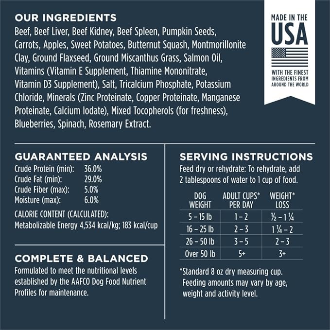 Instinct Freeze Dried Raw Meals, Natural Dry Dog Food, Grain Free - Real Beef, 3 oz. Bag