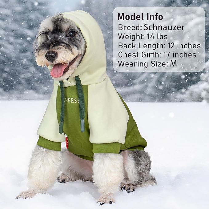 KYEESE Dog Hoodie Stretchy Warm Pet Clothes Comfort Cat Sweater Dogs Winter Coat for Cold Weather Pet Sweatshirt with Drawstring Soft Dog Clothes for Small Dogs Cat Coat with Leash Hole