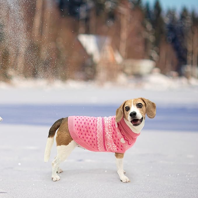 SCENEREAL Dog Sweaters for Medium Sized Dogs - Soft, Warm Turtleneck Pullover Fall Winter Dog Clothes, Knitted Argyle Dog Christmas Outfits, Ugly Pet Clothing for Boy Girl Puppy