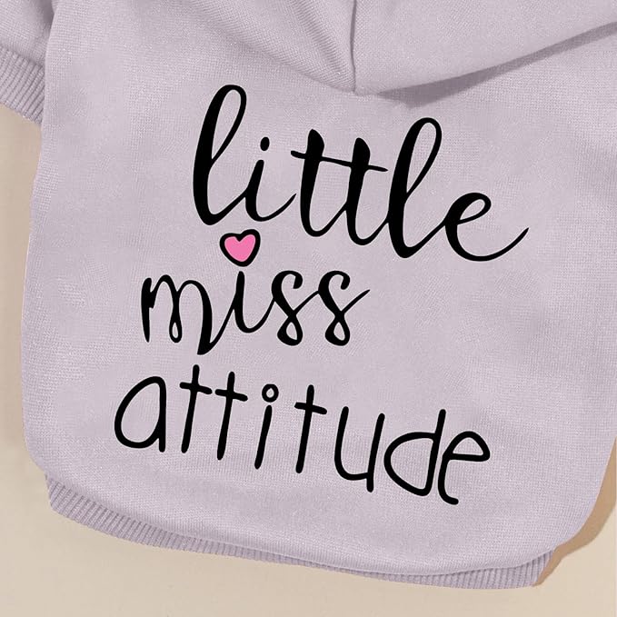 Cat Hoodies for Cats Puppy Pet Clothes Cat Apparel Little Miss Attitude Print Dog Hoodie for Small Medium Dogs Outfits for Kittens(Purple,L)