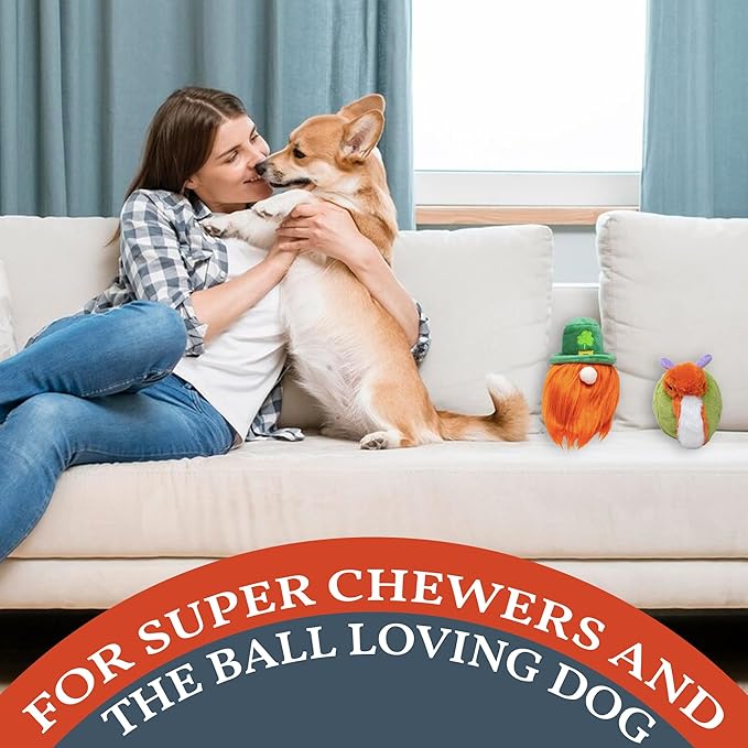 Flourish Pets 2 in 1 Multi-Layer Chew Toy for Active Dogs | Non-Toxic BPA Free Double Stitched Soft Fabric Exterior Dog Toys | Long-Lasting Dog Plush Toys β Leprechaun Snail 3.5" (2 Pack)