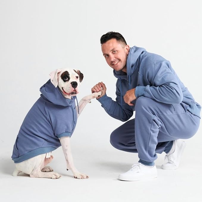 Spark Paws Dog Hoodie – Premium Dog Sweater for Small, Medium, and Large Dogs | Warm Outfits for French Bulldogs, Pitbull, Puppy, Winter Jacket Alternative - Slate Blue - S