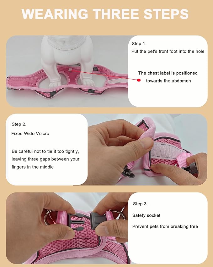 XS Orange Soft Mesh Dog Harness and Leash Set,No Escape Puppy Harnesses for Training Walking, Reflective Adjustable Puppy Vest for Small Medium Dogs, Cats (Orange, XS)