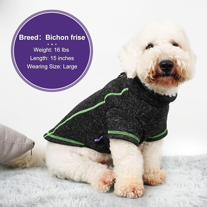 cyeollo Fleece Dog Jacket Reflective Dog Sweater Zipper up Small Doggie Coats with D Ring Jackets Indoor and Outdoor Warm Pet Clothes