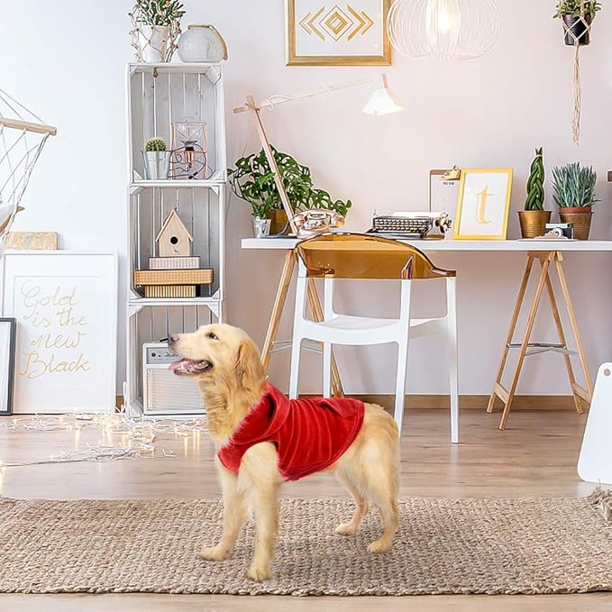 EXPAWLORER Dog Hoodie Fleece Sweater Vest, Hooded Dog Sweatshirt Fall Winter Pet Clothes with Leash Hole, Sleeveless Warm Cozy Puppy Clothing for Cat Small Medium Large Dogs Girl Boy, Red XXL