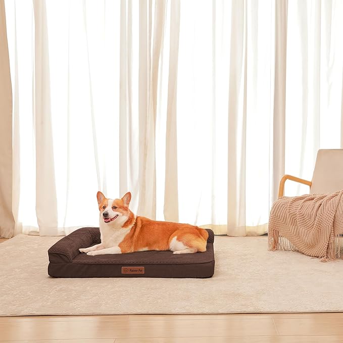 Orthopedic Dog Beds Large Sized Dog, Memory Foam Pet Bed for Large Dogs, Washable Removable Cover, Nonskid Bottom, Waterproof, 36x27x6 Inches, Brown Grey